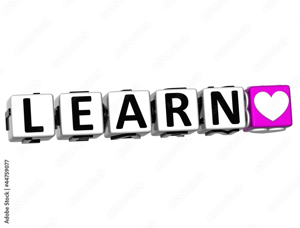 Poster 3d love learn button click here block text