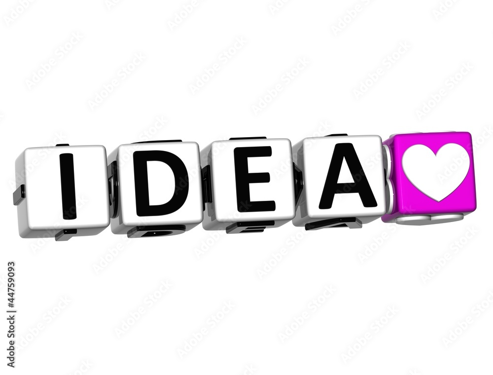 Poster 3d love idea button click here block text