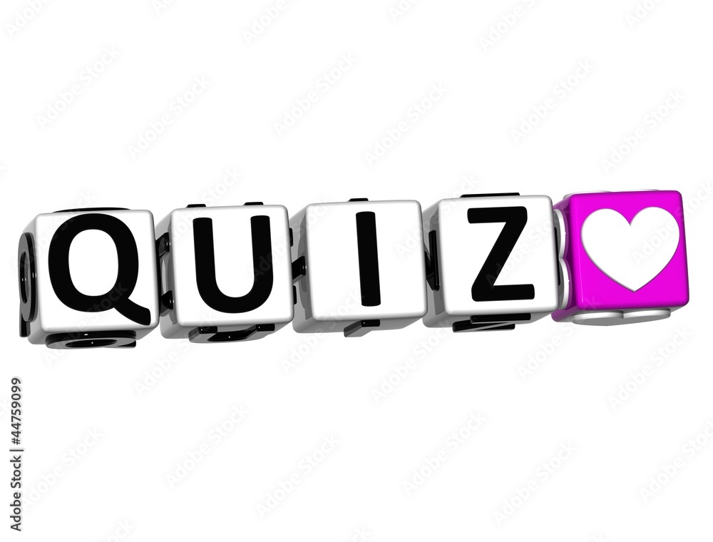 Poster 3d love quiz button click here block text