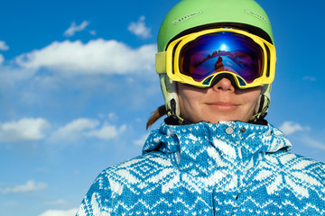Sport woman in snowy mountains