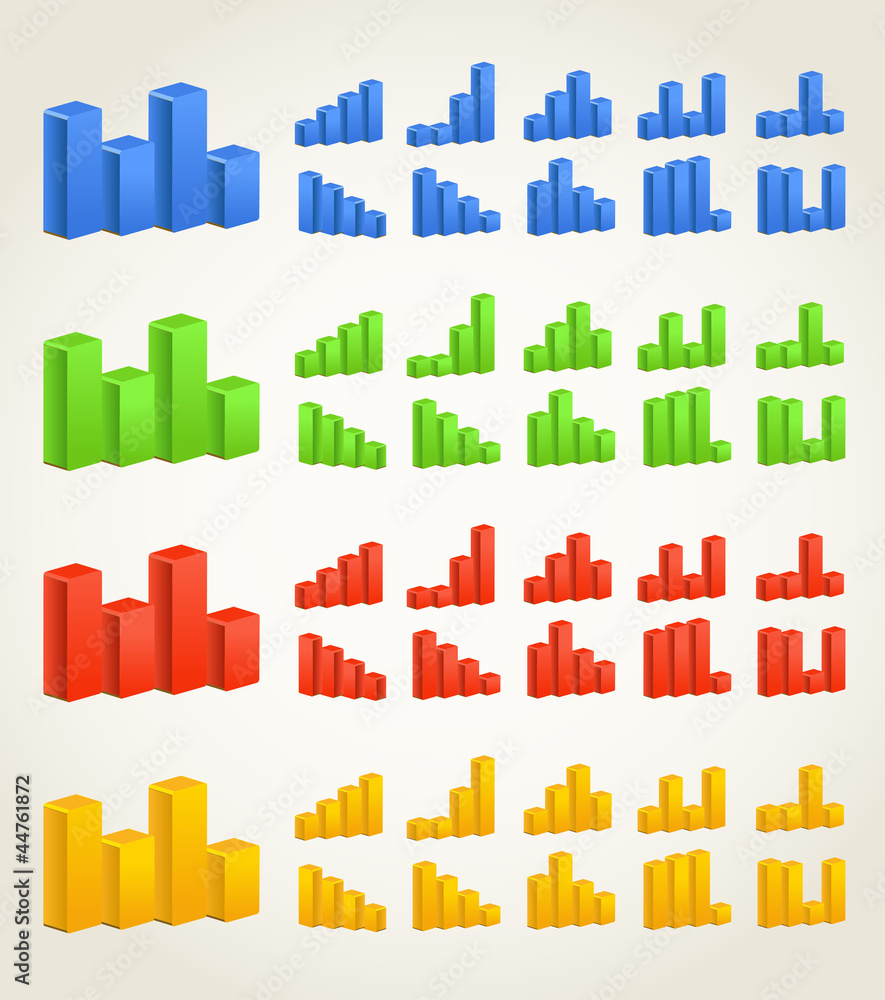 Poster Color statisctic columns. Vector template