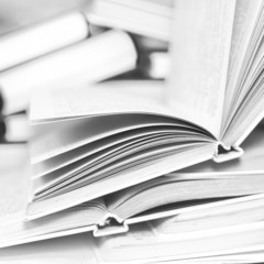 Pile of books in black and white