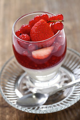 strawberry mousse verrine, french glass dessert