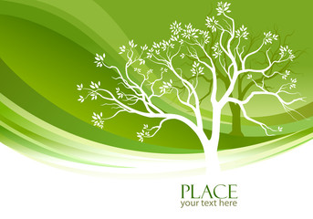 Abstract Tree in olive-green background