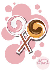 Happy birthday lollipop card, retro vintage