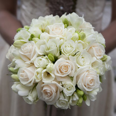 wedding bouquet of pink and white  roses