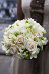 wedding bouquet of pink and white  roses
