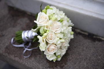 wedding bouquet of pink and white  roses