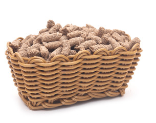 pile of wheat bran in basket