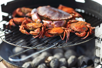 crab on charcoal grill