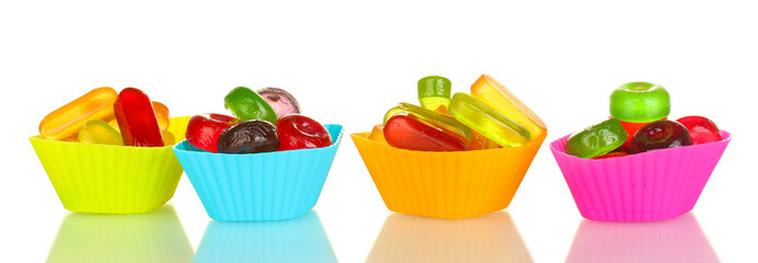 Tasty colorful candies isolated on white background