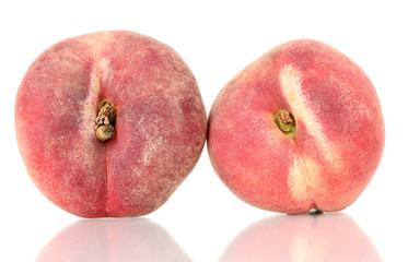 ripe fig peaches isolated on white.