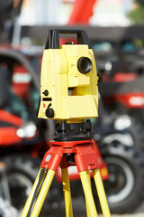 surveyor equipment theodolite at construction site