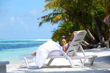 tropical woman on lounge