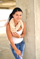 A photo of beautiful girl is in fashion style