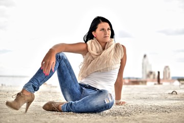 Young sensual woman in jeans