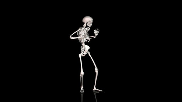 Skeleton Disco Dancing - White-  Reflecting Ground -  CGI