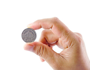 hand and coin