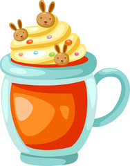 orange juice with whip cream vector illustration