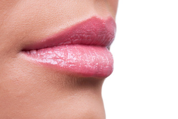 Profile of female lips