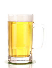 Glass of beer isolated on white.