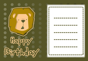 birthday card with illustration cute lion