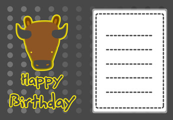 birthday card with illustration cute buffalo