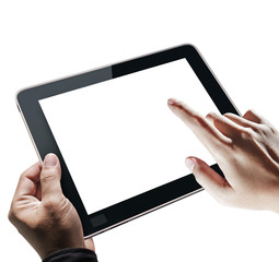 Hands holding tablet