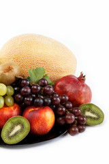 Fresh fruits isolated on a white background. Set of different fr