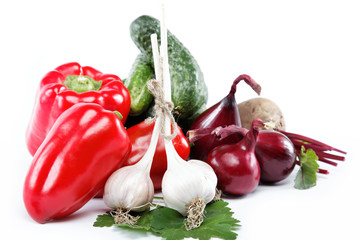 Healthy food. Fresh vegetables on a white background.