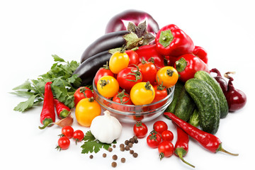 Healthy food. Fresh vegetables on a white background.