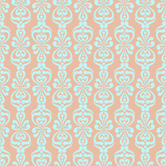 Abstract blue Seamless Ornamental Pattern on a beige background