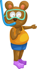 scuba diver bear vector