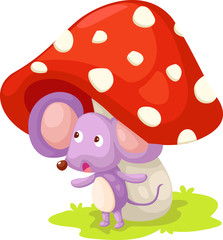 rat with mushroom vector Illustration