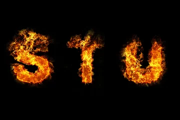 Photo sur Aluminium Flamme Fire on letter STU
