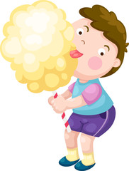 boy with candy floss vector illustration on a white background