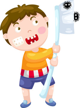 boy with toothbrush vector illustration on a white background