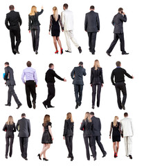Collection " Back view of walking  business people "