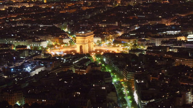 Etoile seen from Eiffel Tower, time-lapse night