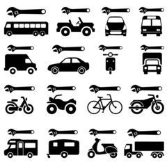 Conjunto pictogramas reparacion de vehiculos