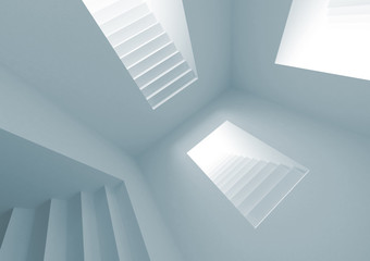 Abstract architecture interior with lighting stairway portals