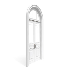 white wooden door, half-turn isolated on white