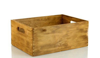 empty wooden crate isolated on white