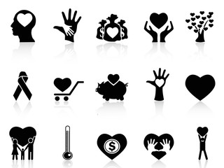 black charity and donation icons