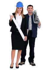 Female architect with tiler