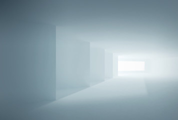 Abstract Architecture. Blue Interior with corners