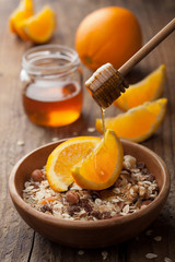 muesli with oranges and honey