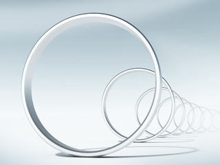 3d render illustration: flight through curved tunnel of rings