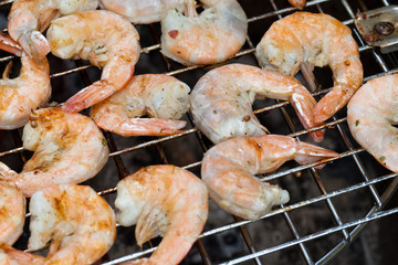 Grilled prawns on the barbecue