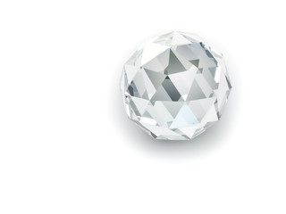 Shining spherical crystal on the white background